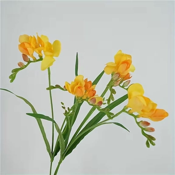 3-Pack Artificial Freesia Flowers Lifelike Plastic Plants Home Decor