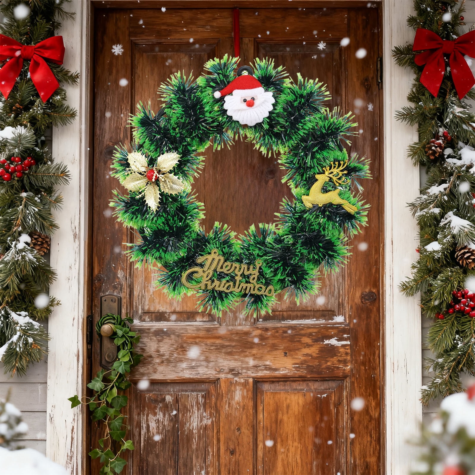 3 Pack Artificial Winter Christmas Wreath with Berries Pine Cones for ...