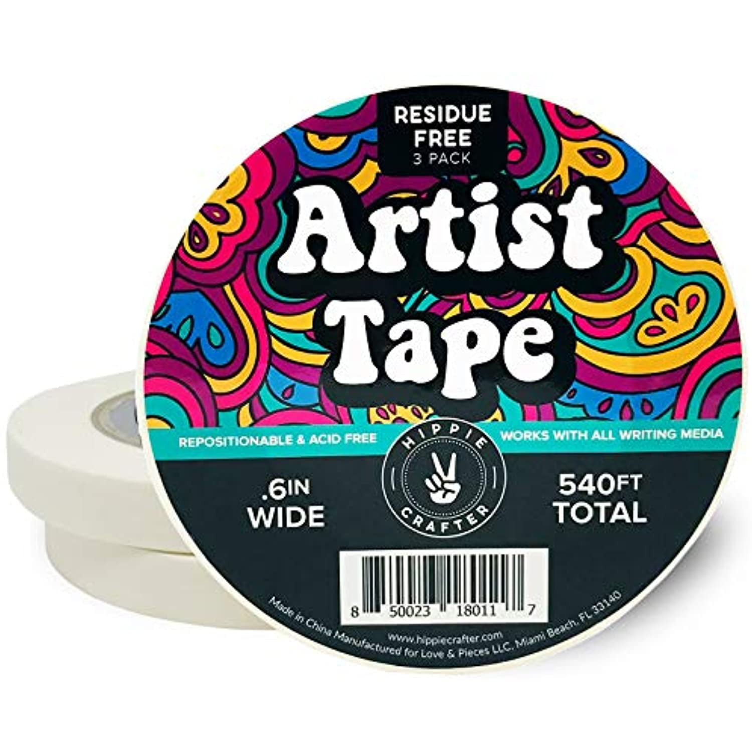Mr. Pen- Masking Tape, 0.6 inch, 3 Pack, Painting Tape, Painter's Tape,  Drafting Tape, White Masking Tape