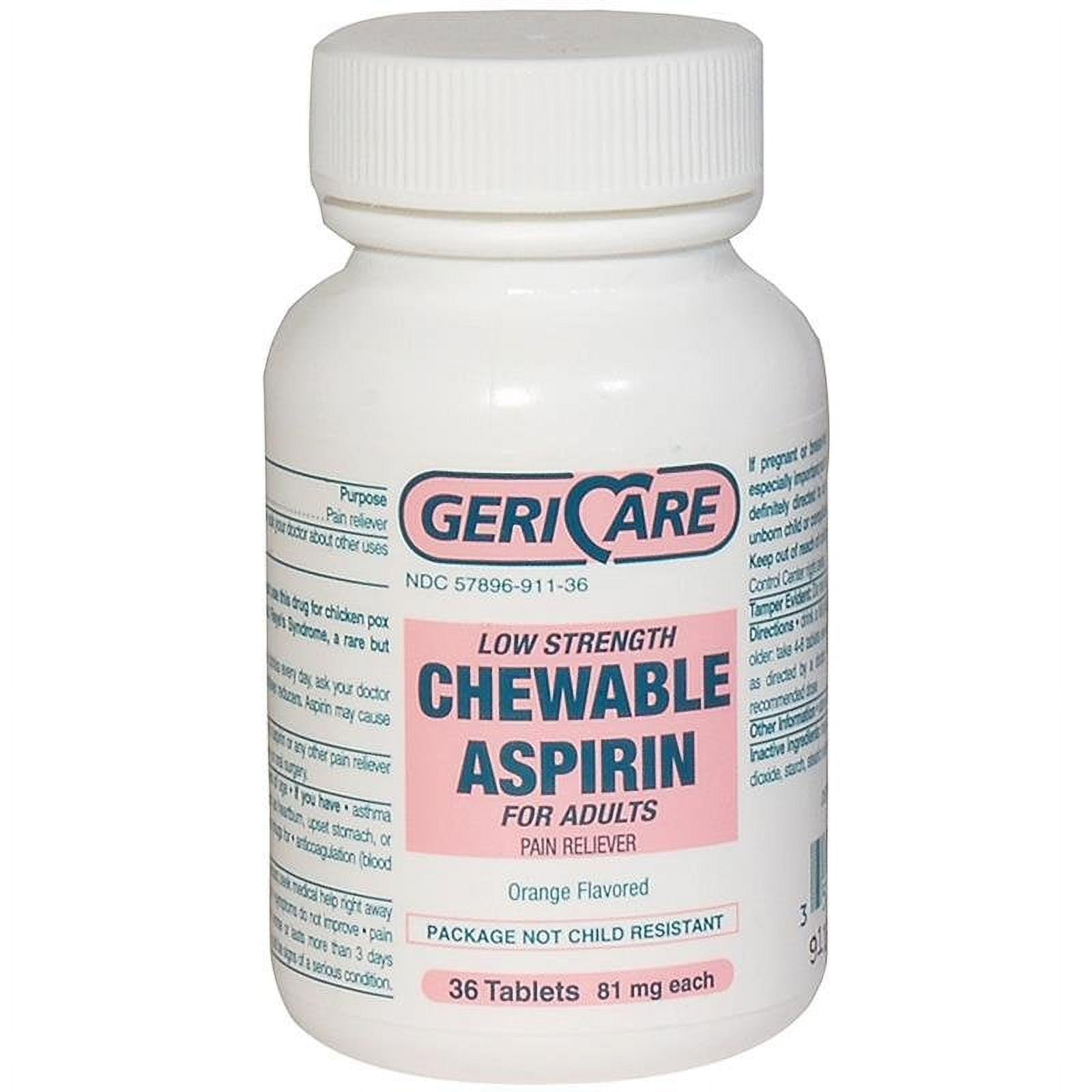 3Pack Aspirin Chewable Low Strength Tablets, 81mg [Baby Aspirin] (3 x