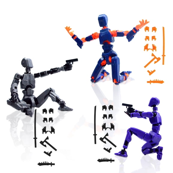 3 Pack(Assembly Completed) T13 Action Figure Set,Dummy 13 Set,3D Printed Robot 13 Action Figure,Lucky 13 Set,Titan 13 Robot Action Figure,for Collectors Desktop Decorations