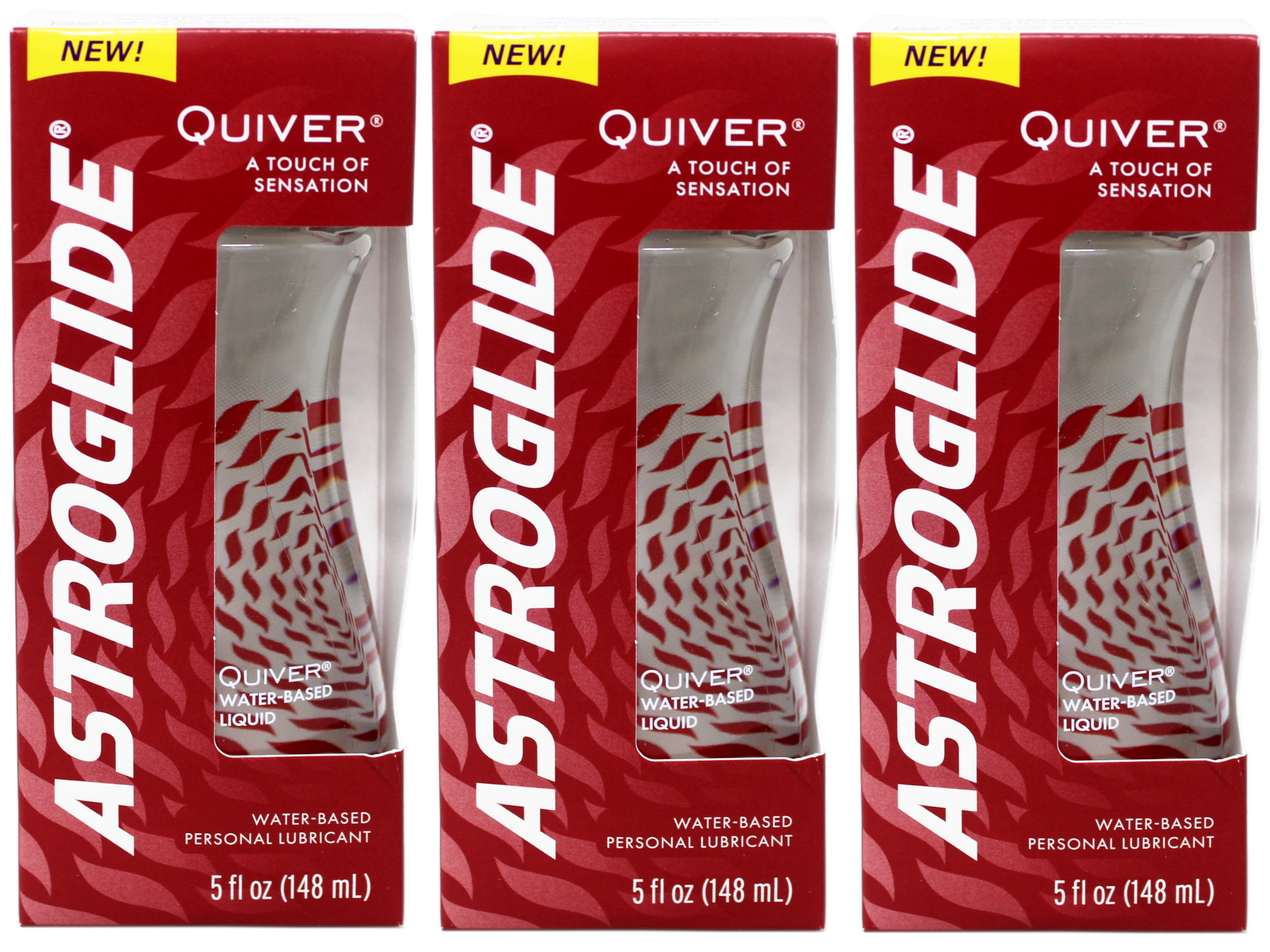 3 Pack - Astroglide Quiver Personal Lubricant, Water Based Lube, 5 FL OZ