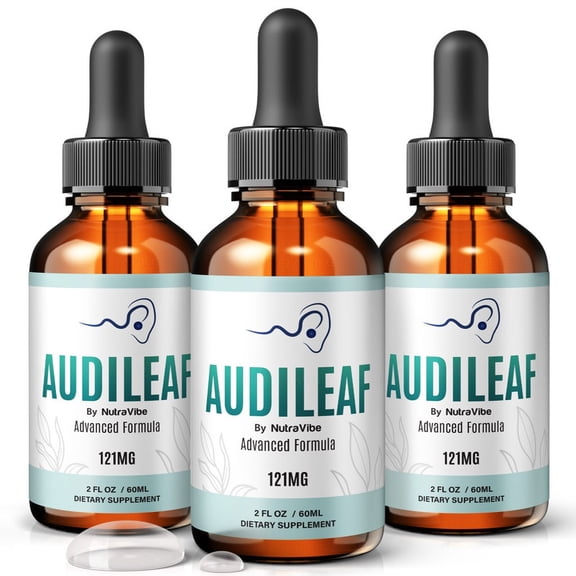 (3 Pack) Audileaf Daily Hearing Support Drops with a Clean Liquid Formula for Ear Health, Auditory Clarity and Inner Ear Balance | Easy-to-Use Dropper (90 Servings)