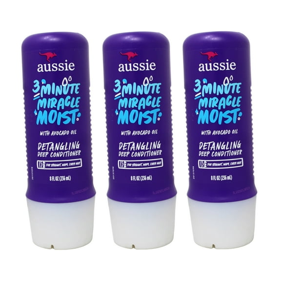 Aussie, 3 Minute Miracle, Moist Deep Conditioner with Avocado & Jojoba Oil, 8 fl oz Pack of 3