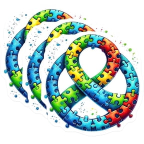 (3 Pack) Autism Awareness Decals - Infinity Puzzle Piece - Special Needs Support - 3 Inches On Longest Side - Easy Peel & Apply - Made in USA - 3MCS2463