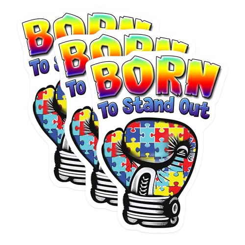 (3 Pack) Autism Awareness Decals - Puzzle Boxing Glove - Stand Out Laptop Decals- 3 Inches On Longest Side - Easy Peel & Apply - Made in USA - 3MCS5361