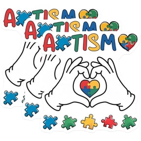 (3 Pack) Autism Awareness Decals - Puzzle Heart - Acceptance Decals - 3 Inches On Longest Side - Easy Peel & Apply - Made in USA - 3MCS8466