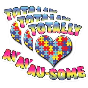 (3 Pack) Autism Awareness Decals - Puzzle Heart Love - Autistic Support Decals- 3 Inches On Longest Side - Easy Peel & Apply - Made in USA - 3MCS5624