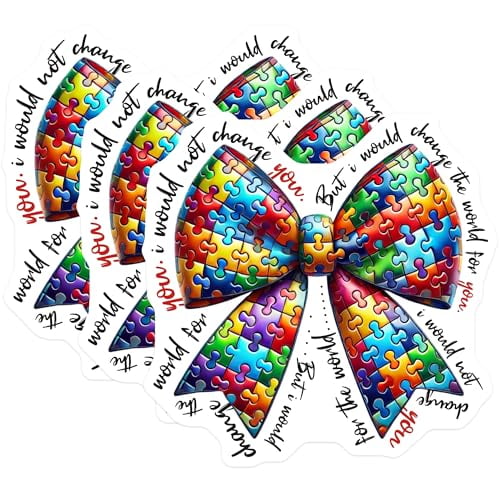 (3 Pack) Autism Awareness Decals - Puzzle Ribbon Decal - Laptop Stickers - 3 Inches On Longest Side - Easy Peel & Apply - Made in USA - 3MCS8173