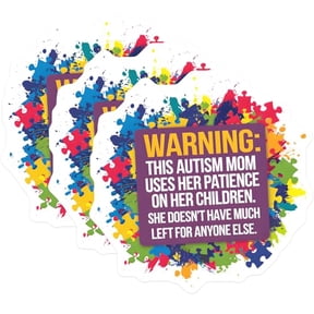 (3 Pack) Autism Mom Decals - Patience Quote - Puzzle Piece Stickers- 3 Inches On Longest Side - Easy Peel & Apply - Made in USA - 3MCS5411