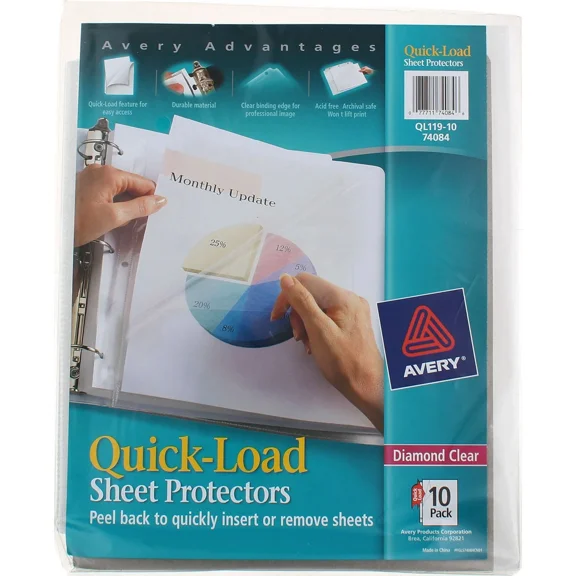 3 Pack Avery Diamond Clear Quick Load Sheet Protectors, Heavyweight, 8.5In X ...