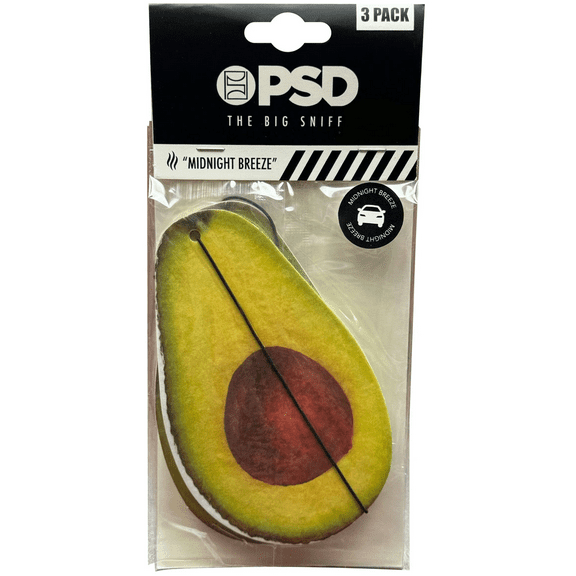 3 Pack Avocado Air Freshener, Midnight Breeze Scent, Long Lasting Car Deodorizer, Hanging Design for Rearview Mirror, Fresh, Pleasant, Odor-Eliminating Fragrance for Driving Comfort