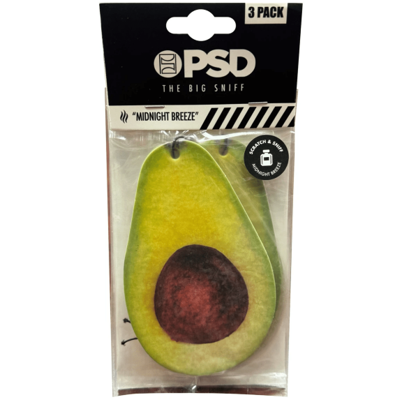 3 Pack Avocado Air Freshener, Midnight Breeze Scent, Long Lasting Car Odor Eliminator, Rearview Mirror Hanging, Fun Design, Freshens Daily Commute, Auto Interior Refresh, Green