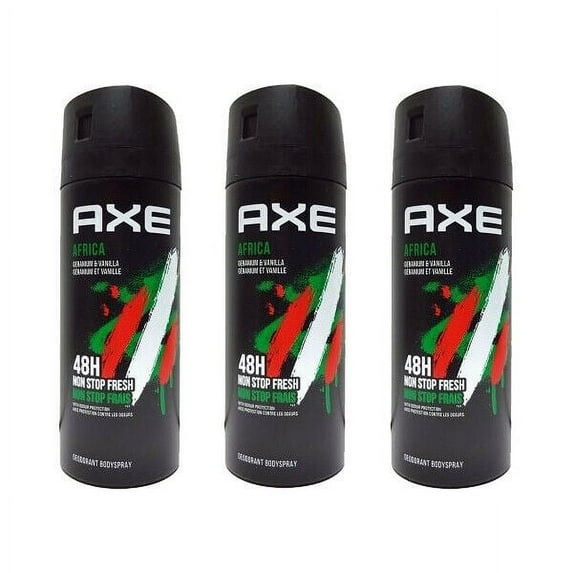 3 Pack Axe Africa Mens Deodorant Body Spray, 150ml