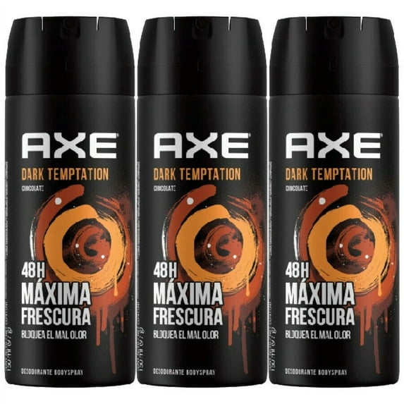 3 Pack Axe Dark Temptation for Men Deodorant Body Spray, 150ml (5.07oz)