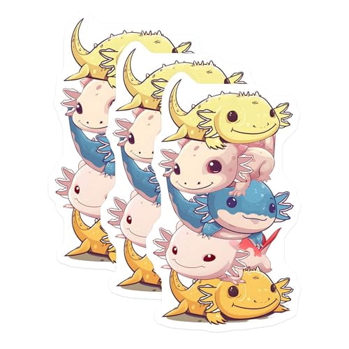 (3 Pack) Axolotl Stack Decals - Cute Salamander Decal - Laptop Decal ...
