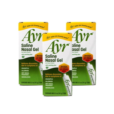 Ayr Saline Nasal Gel, with Soothing Aloe, 0.5 Ounce Tube (Pack of 3)
