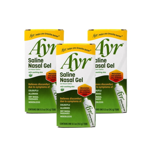 Ayr Saline Nasal Gel, with Soothing Aloe, 0.5 Ounce Tube (Pack of 3)