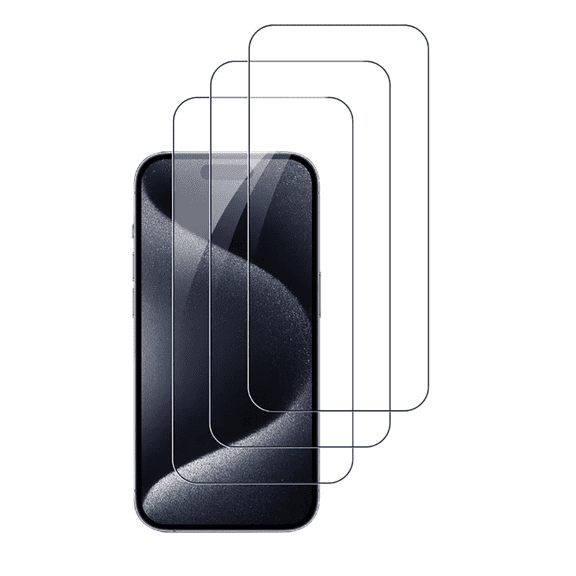 3-Pack BLUUMTEK Tempered Glass Screen Protector Compatible for iPhone 15 Pro Max [6.7 Inch]