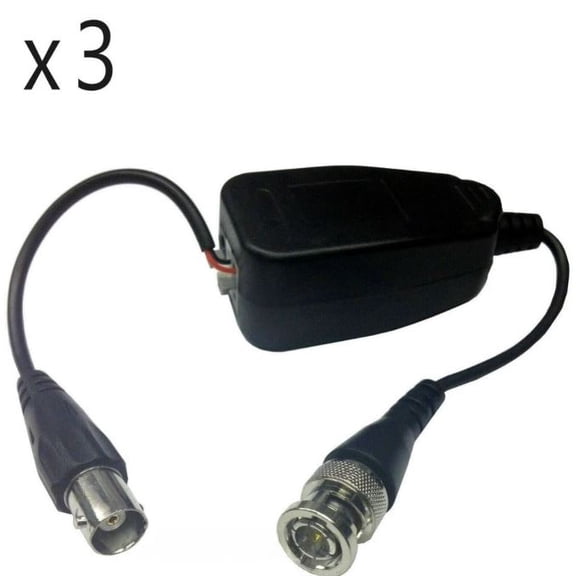 3-Pack BNC Coaxial Video Balun Ground Loop Isolators for CCTV, DVR, TVI/CVI/AHD (5MP/8MP)