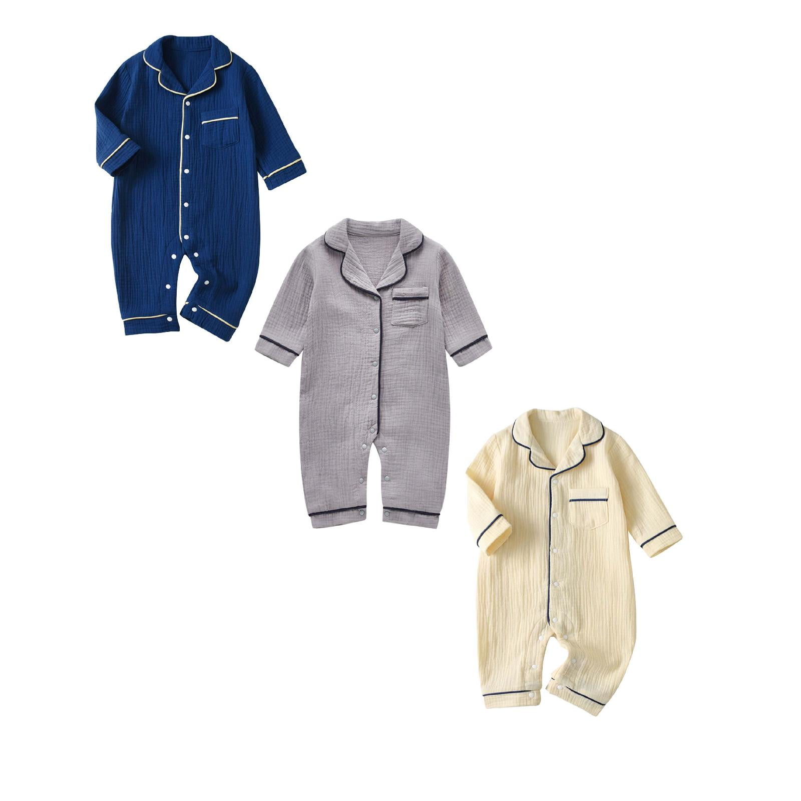 3 Pack Baby Bodysuit Baby Long Sleeve Sleeper Cotton Base Onesie Pajamas Unisex Clothes 0-3 Months