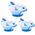 thumbnail image 1 of 3 Pack Baby Bowls with Suction Base, Food Storage Containers With Spill-Proof Lids, Temperature-Sensing Spoon, Binaural Design Bowl, Baby Essentials for Kids Toddlers, First Stage Self Feeding, 1 of 8