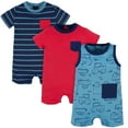 thumbnail image 1 of Onesies Brand Baby Boy Short Sleeve and Sleeveless Rompers, 3-Pack, Sizes 0/3 Months - 24 Months, 1 of 7