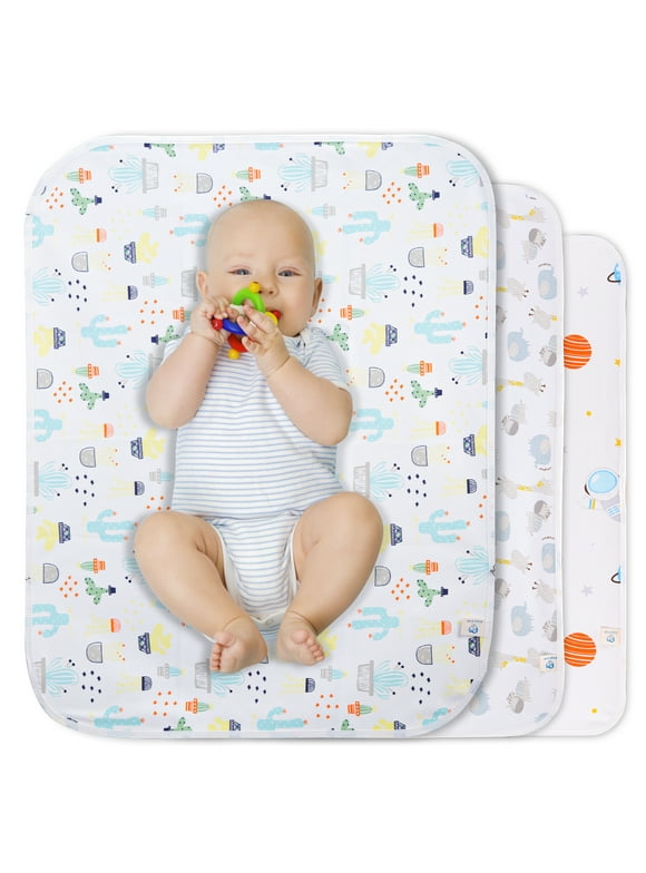 3 Pack Baby Diaper Change Pads Soft Cotton Waterproof Changing Pad for Baby 22X27.5 inches Mattress Pad Sheet Protector Portable Reusable Urine Pad for Baby