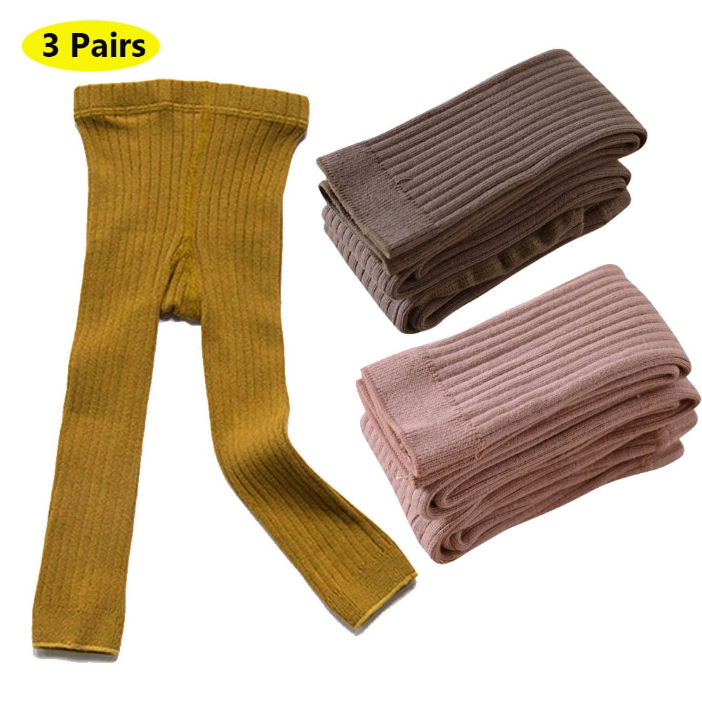 3 Pack Baby Girls Cable Knit Leggings Toddler Solid Footless Tights
