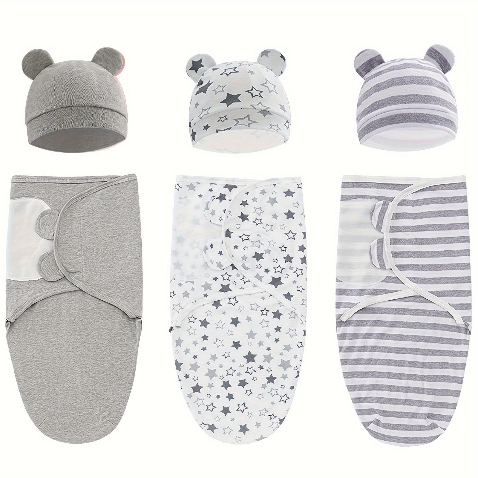 3-Pack Baby Swaddle Sacks - Newborn Ergonomic Swaddles Suitable for 0-3 Months, Breathable Bodysuit for &, for Bed or Travel, Diaper Change