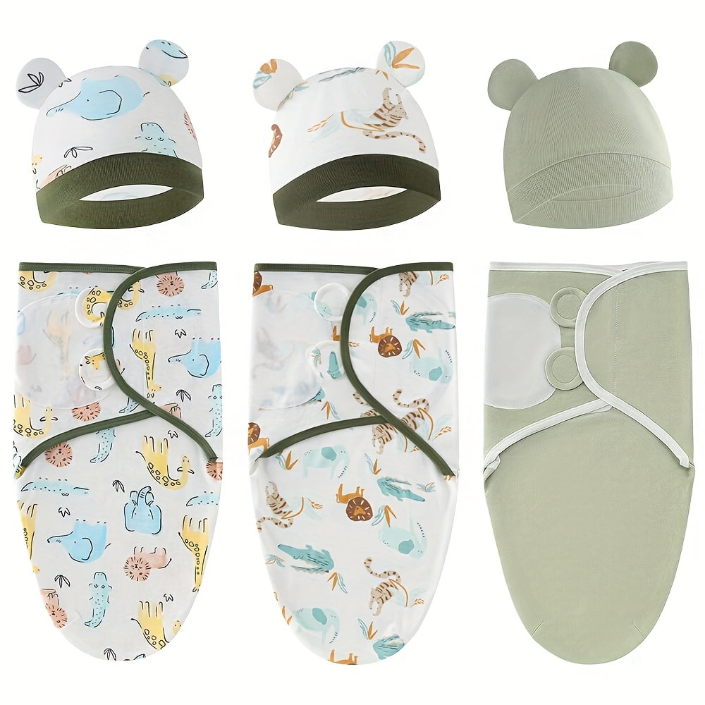 3-Pack Baby Swaddle Sacks - Newborn Ergonomic Swaddles Suitable for 0-3 Months, Breathable Bodysuit for &, for Bed or Travel, Diaper Change