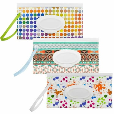 3 Pack Baby Wipes Dispenser Portable Wet Wipe Dispenser Bag, Reusable Travel Baby Wipes Container Refillable Wet Wipe Carrying Case Holder