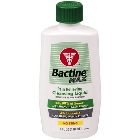 3 Pack Bactine MAX Pain Relieving Cleansing Liquid with 4% Lidocaine, 4 Ounce