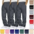 thumbnail image 1 of 3 Pack Baggy Sweatpants for Men Casual Loose Fleece Pants Elastic Waist Drawstring Jogger Pants Running Sports Pants, Purple, Size XL, 1 of 4