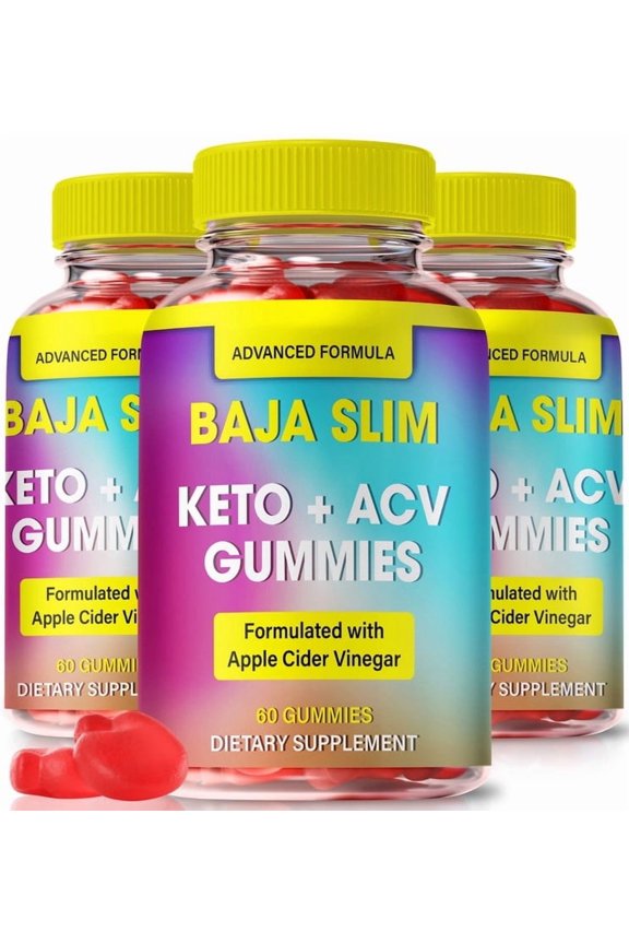 (3 Pack) Baja Slim Keto ACV Gummies, Official BajaSlim Keto Plus ACV Gummy S, Keto+ACV Supplement, Premium Apple Cider Vinegar, All Natural Wellness, Gomitas De Keto (180 Gummies)