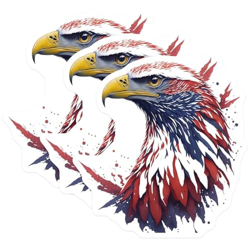 (3 Pack) Bald Eagle Decals - Patriotic Decals - USA Theme Decals- 3 Inches On Longest Side - Easy Peel & Apply - Made in USA - 3MCS5530