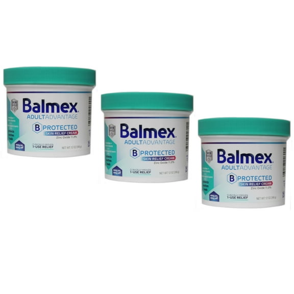 3 Pack - Balmex Adult Care Rash Cream 12oz Each