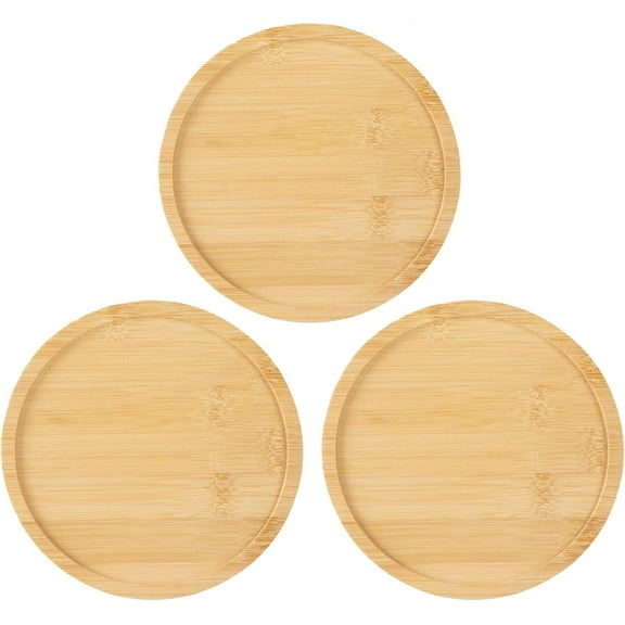 3 Pack Bamboo Saucer, 6 Inch Plant Saucer, 5" Cactus Plant Tray, Round Bamboo Tray for Modern Ceramic Flower Pot, Planter Pot, Cup Holder, Spoon Holder, Kitchen Utensil Rest