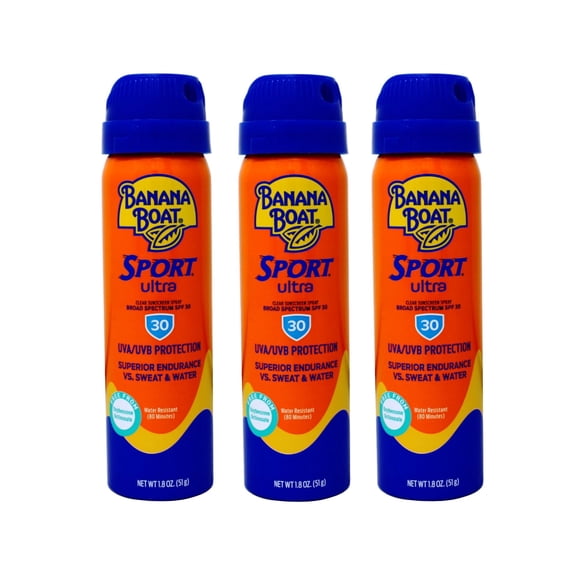 3 Pack - Banana Boat Sport CoolZone Continuous Spray, SPF 30 1.8 oz Travel Size Each