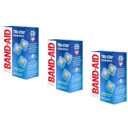 3 Pack - Band-Aid Adhesive Bandages Clear Spots All One Size - 50 count Each