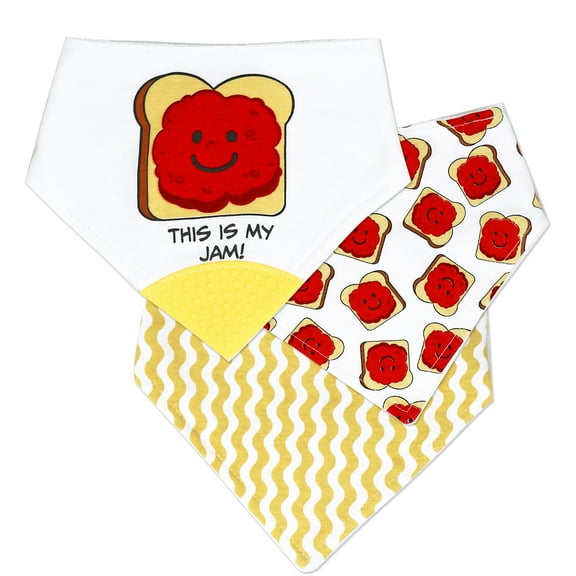 3 Pack Bandana Bibs for Baby plus Teether, Red