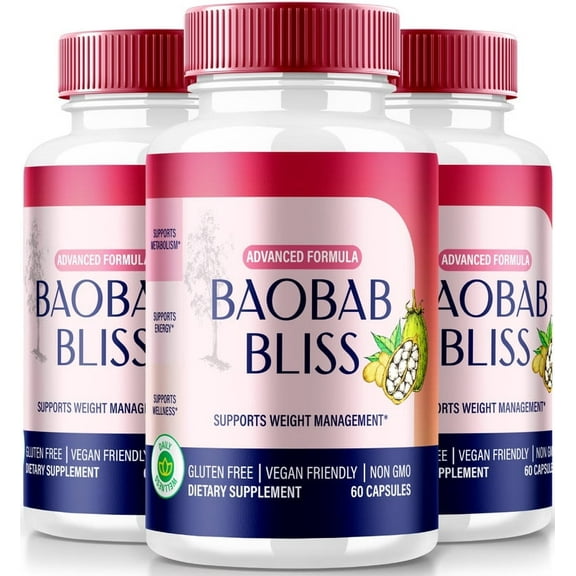 (3 Pack) Baobab Bliss - Baobab Bliss Powder In A Capsule, BaobabBliss Keto Pills To Achieve A Fit And Healthy Body, All Natural Detox Supplement, Baobab Bliss African Coffee (180 Capsules)