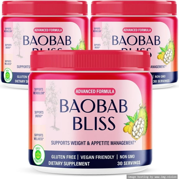 (3 Pack) Baobab Bliss Powder, The Secret Native African Coffee, BaobabBliss Detox to Support Fitness & Healthy Lifestyle, All Natural Fiber Supplement, Organic Review (90 Servings)
