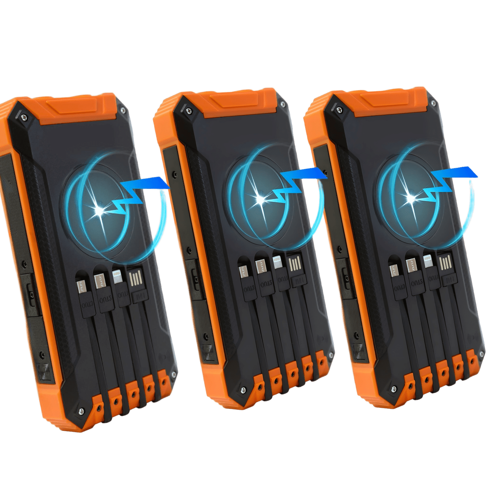 3 Pack Baokaler 49800mAh Solar Power Bank Battery Pack Qi Wireless, Portable Solar Charger with 4 Cables