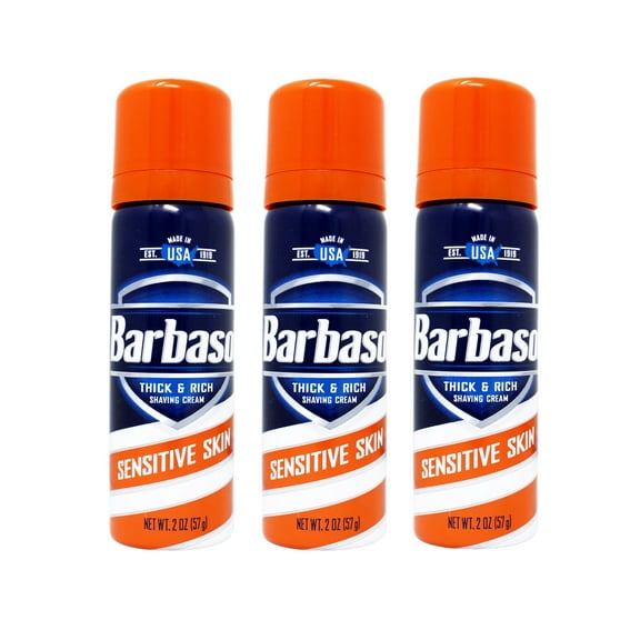 3 Pack Barbasol Sensitive Skin Thick & Rich Shaving Cream 2 Oz Each