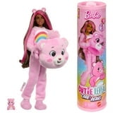 (3 Pack) Barbie Cutie Reveal Care Bears Series Doll & Accessories in Cheer Bear Plush Costume, 10 Surprises
