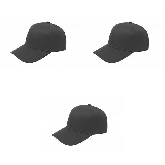 3 Pack Baseball Caps Classic Adjustable Hats for Everyday Wear (Black)
