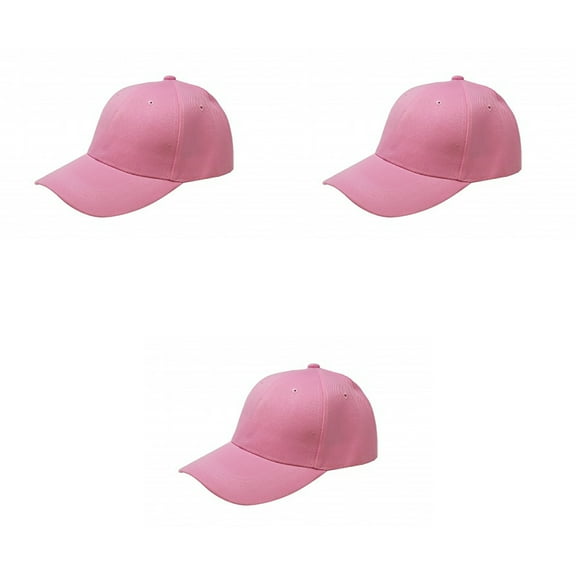 3 Pack Baseball Caps Classic Adjustable Hats for Everyday Wear (Pink)
