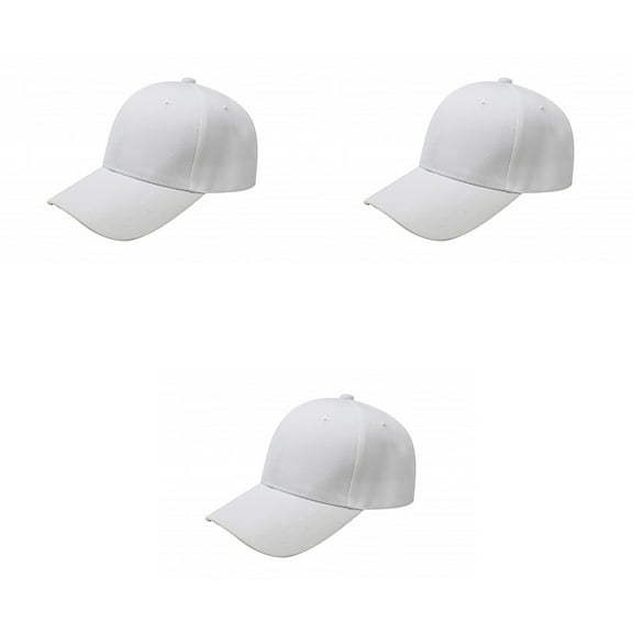 3 Pack Baseball Caps Classic Adjustable Hats for Everyday Wear (White)