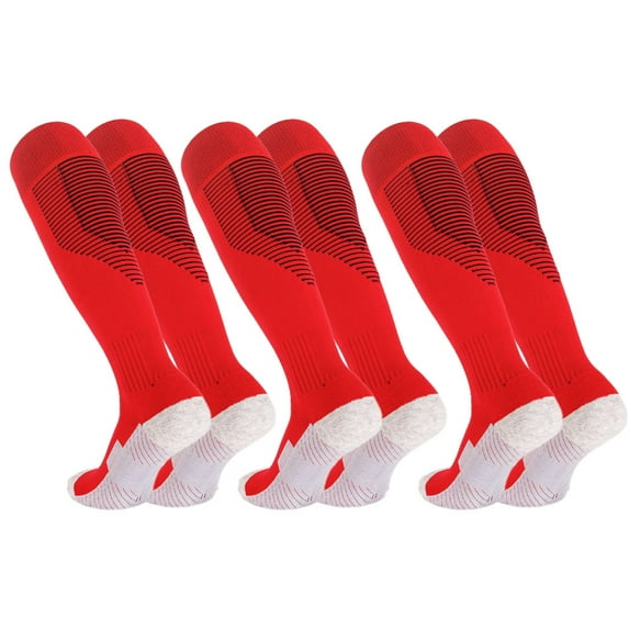 3 Pack Baseball Soccer Softball Socks for Youth Kids and Tube Socks,red